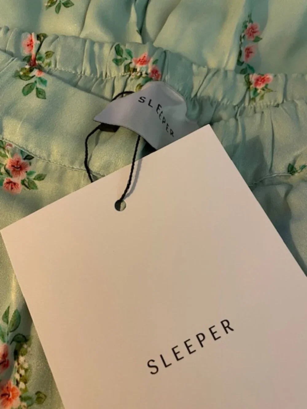 SLEEPER Satin Pajama Pants in Mint Green Floral Print Size XS Brand New NWT - Picture 5 of 7